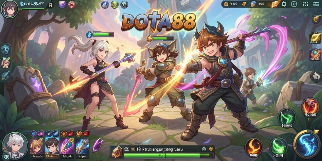Screenshot DOTA88 menampilkan aksi seru dalam pertempuran karakter Anime.
