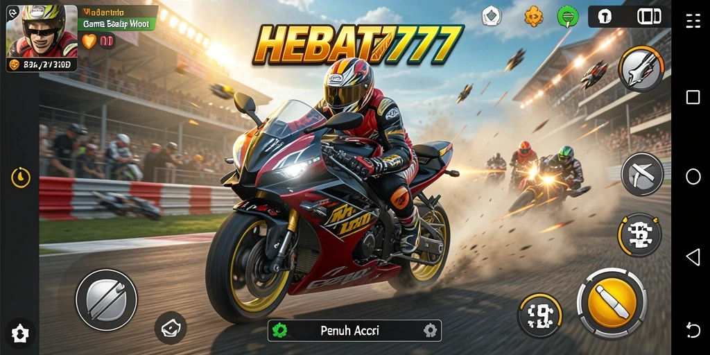Gameplay seru HEBAT777 dengan balapan motor yang menegangkan.