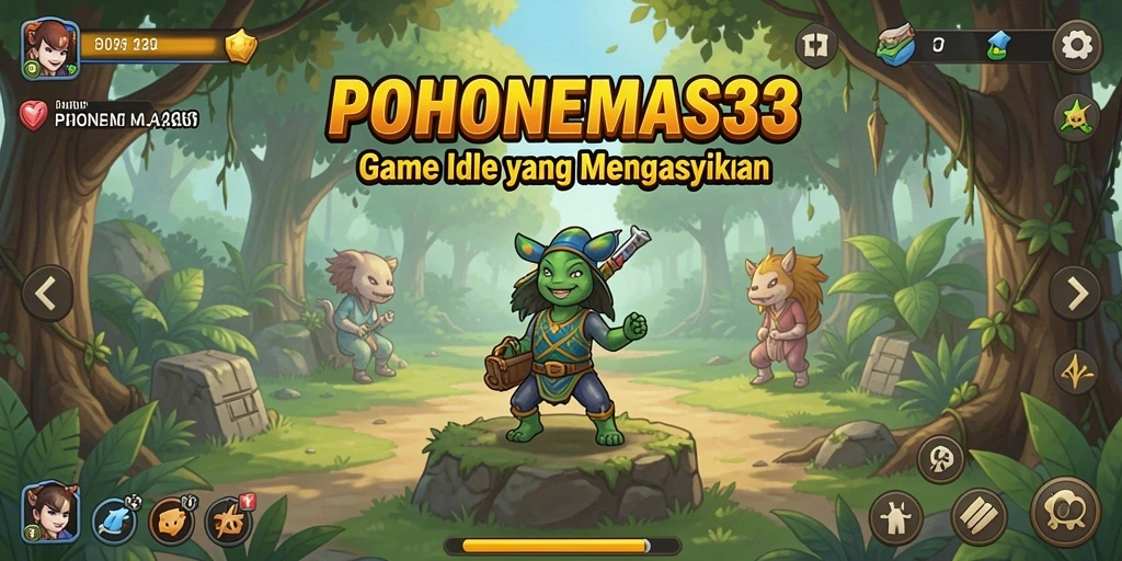 Tangkapan layar gameplay POHONEMAS33 menampilkan pertumbuhan pohon emas yang dinamis.