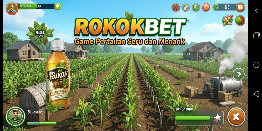 Screenshot ROKOKBET menampilkan aktivitas bertani yang seru dan interaktif.